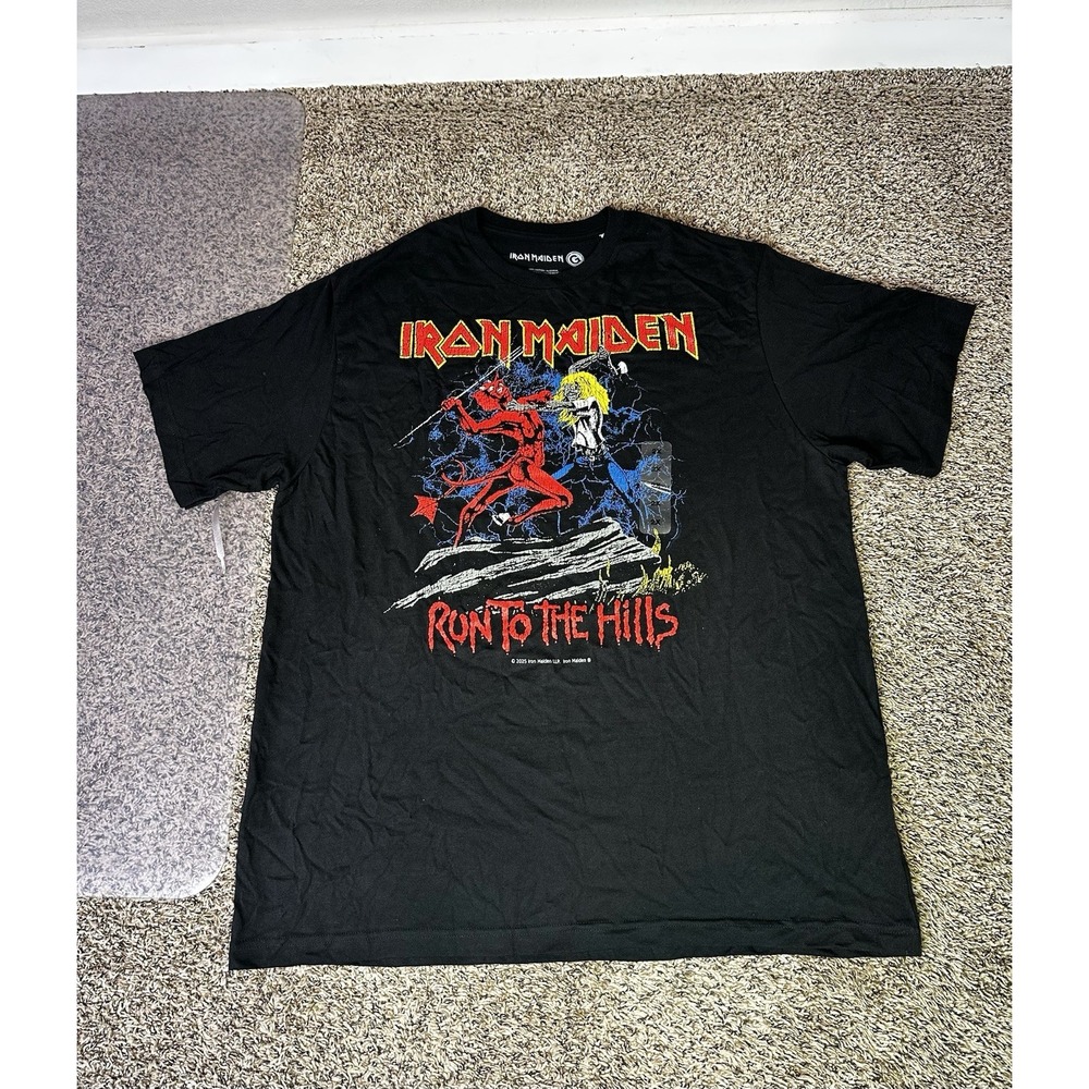 Iron Maiden "Run to the Hills" Size XXL Metal Band Rock T-Shirt Black Graphic